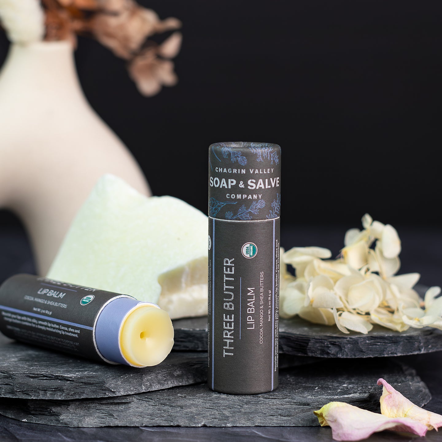 Lippenbalsam: Drei Butterstifte